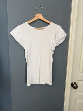 T.La White Ruffle Sleeve Knit Tee